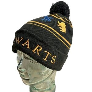 Hot Topic Harry Potter Hogwarts Striped Pom Beanie Hat One Size Snow Winter Cap